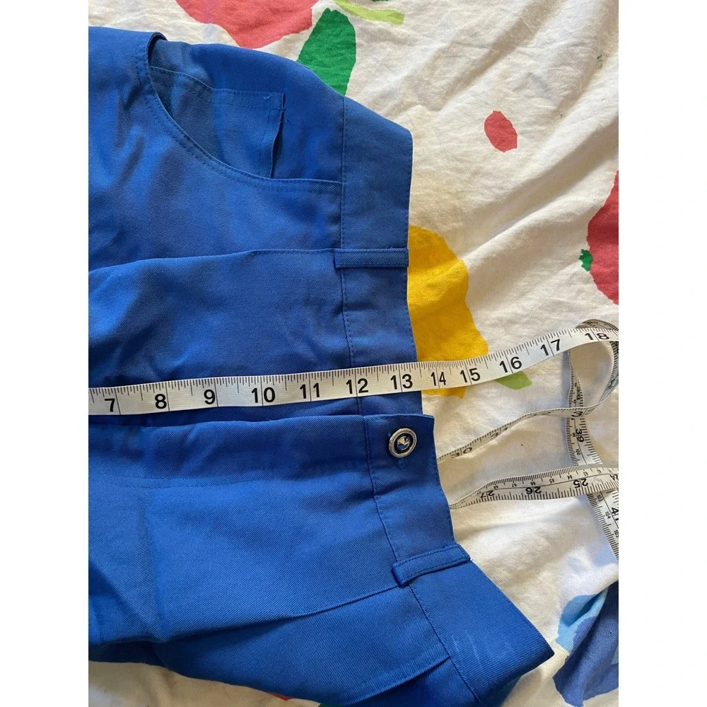 Vintage Royal Blue 2 Piece Set Embroidered Cropped Jacket High Waist Pants‎ M